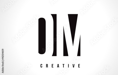 OM O M White Letter Logo Design with Black Square.