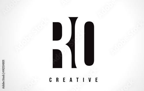 RO R O White Letter Logo Design with Black Square.
