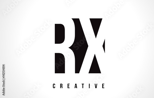 RX R X White Letter Logo Design with Black Square.