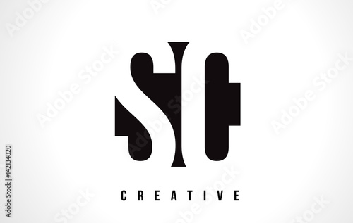 SC S C White Letter Logo Design with Black Square. photo