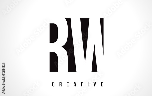 RW R W White Letter Logo Design with Black Square.