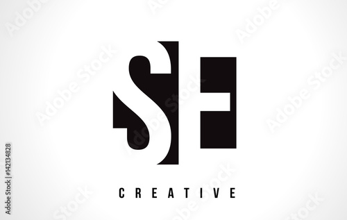 SE S E White Letter Logo Design with Black Square.