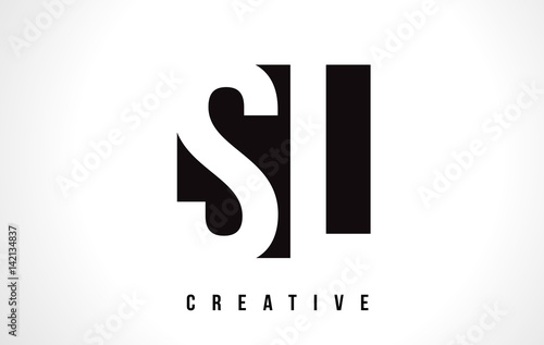 Tableau sur toile SL S L White Letter Logo Design with Black Square.
