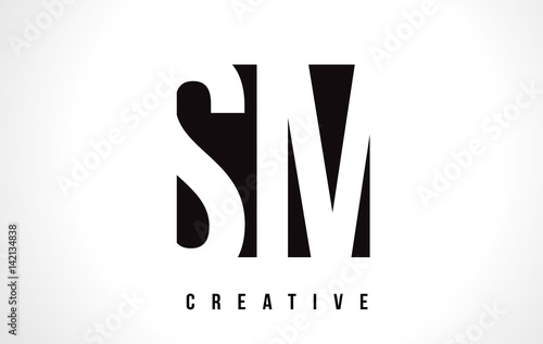 SM S M White Letter Logo Design with Black Square. photo
