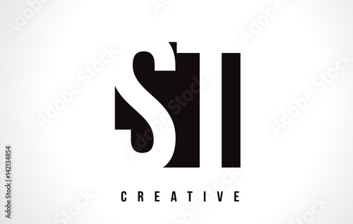 ST S T White Letter Logo Design with Black Square.