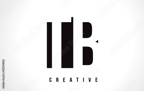 TB T B White Letter Logo Design with Black Square.