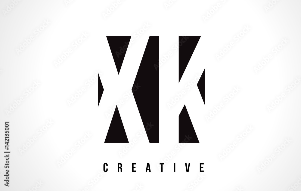 XK X K White Letter Logo Design with Black Square. XK X K White Letter Logo Design with Black Square.