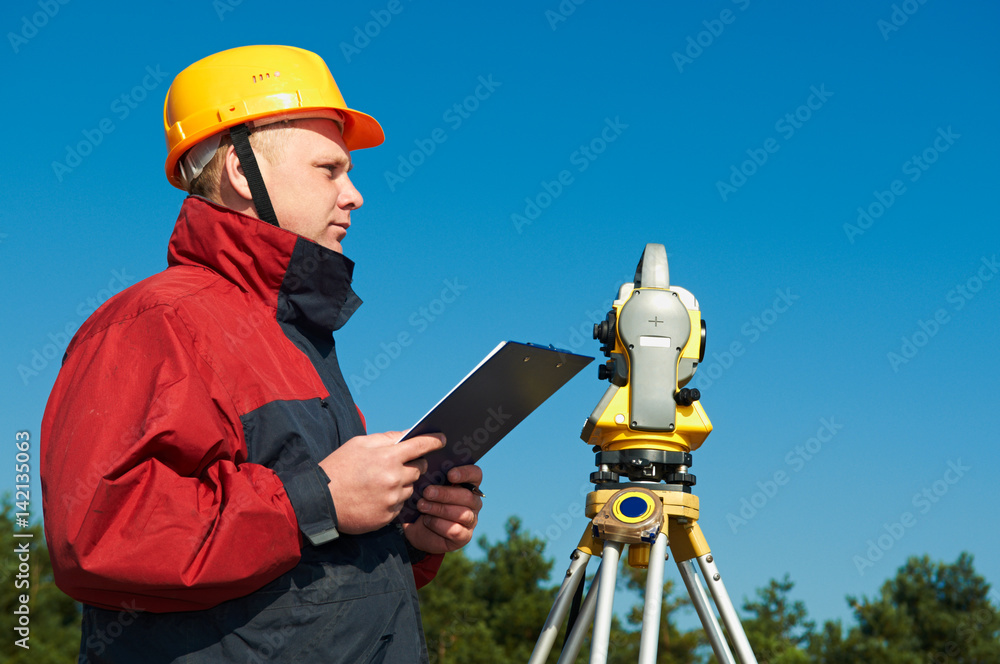 surveyor worker with theodolite surveyor worker with theodolite