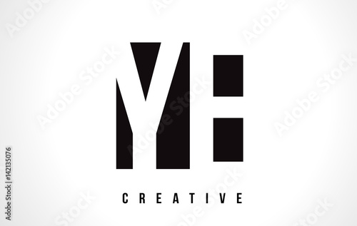 YE Y E White Letter Logo Design with Black Square.