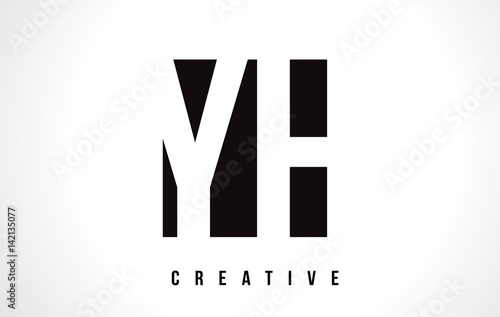 YH Y H White Letter Logo Design with Black Square.