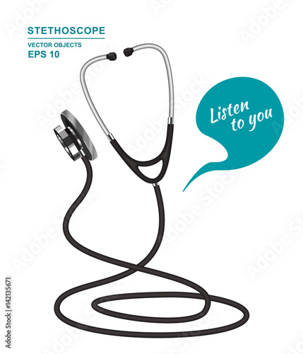 Vector cartoon illustration. Funny medical consultant.  Agent Stethoscope on white background. Call center ambulance adviser