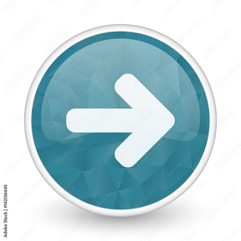 Right arrow brillant crystal design round blue web icon. Right arrow brillant crystal design round blue web icon.