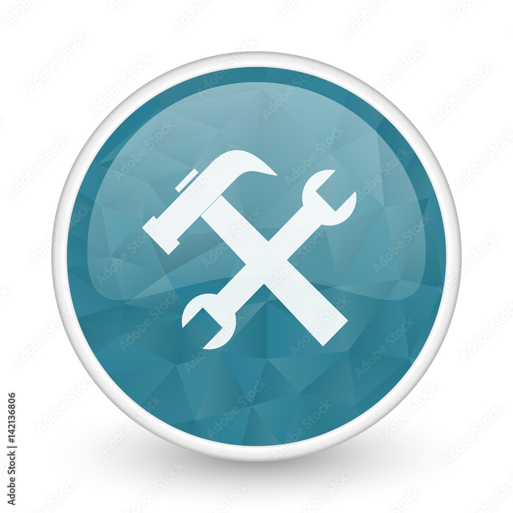 Tool brillant crystal design round blue web icon. Tool brillant crystal design round blue web icon.