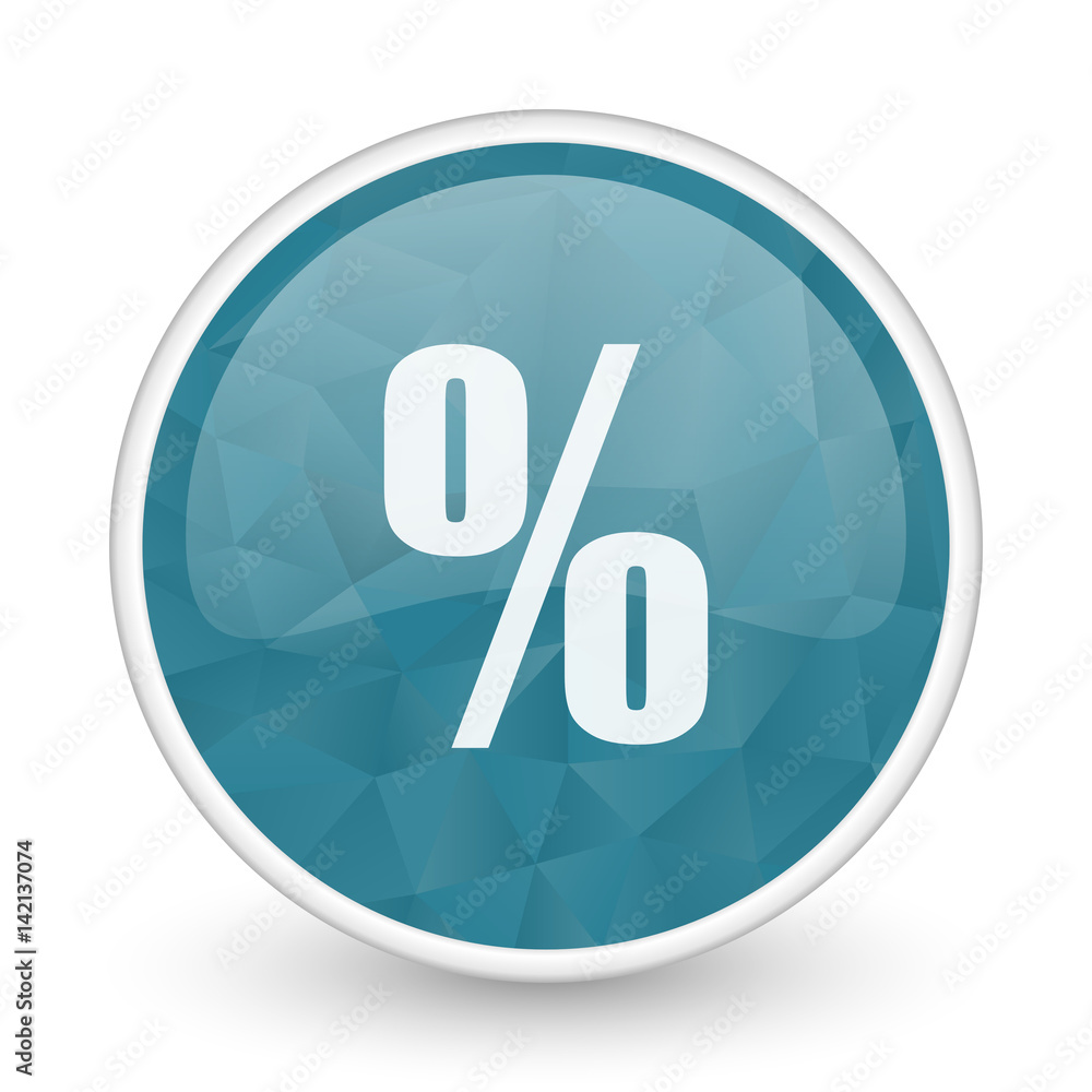 Percent brillant crystal design round blue web icon. Percent brillant crystal design round blue web icon.