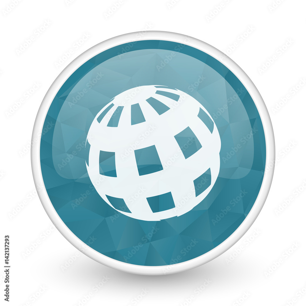 Earth brillant crystal design round blue web icon. Earth brillant crystal design round blue web icon.