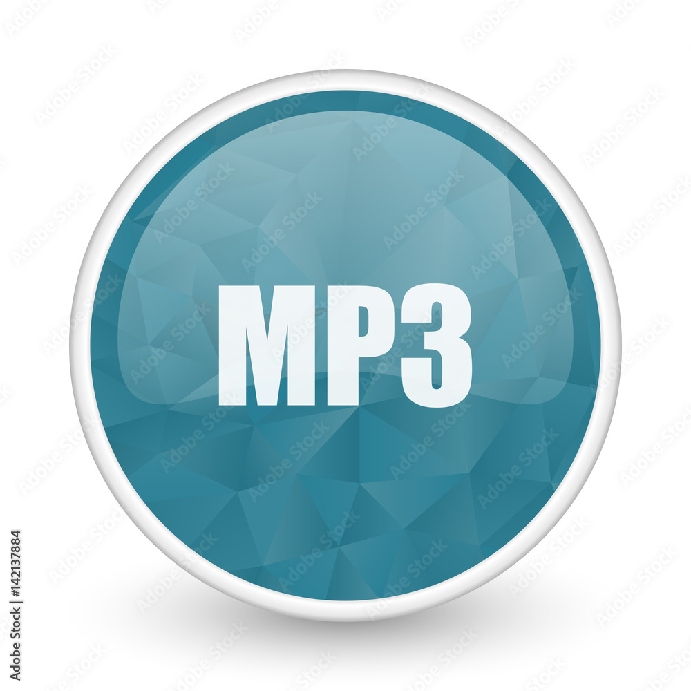Mp3 brillant crystal design round blue web icon. Mp3 brillant crystal design round blue web icon.