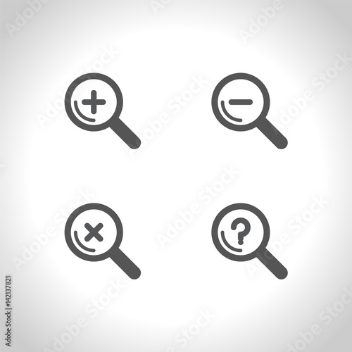 Magnifier glass sign icon. Zoom tool button. Navigation search, setting parameters symbol. Vector