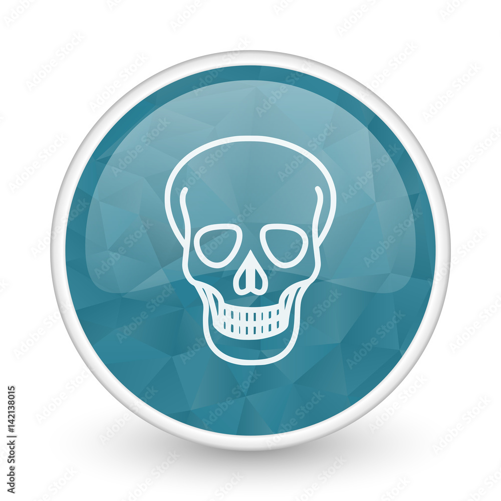 Skull brillant crystal design round blue web icon.