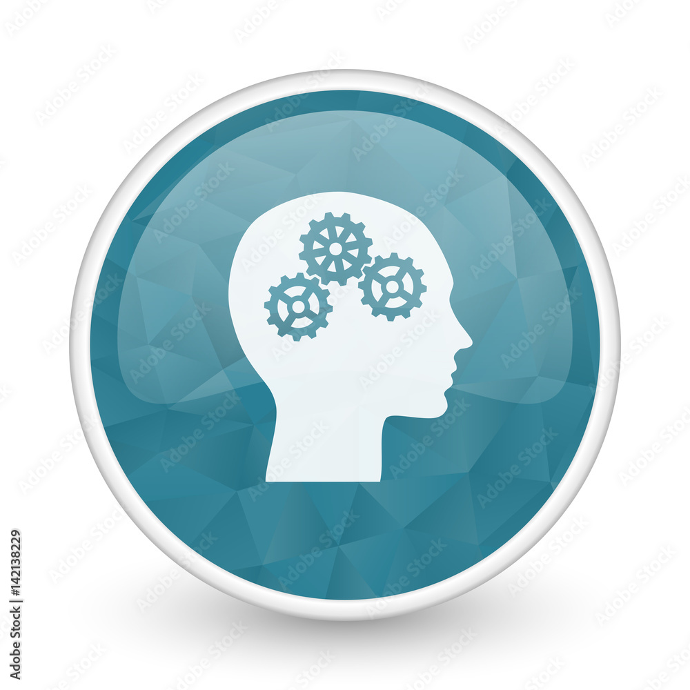 Head brillant crystal design round blue web icon. Head brillant crystal design round blue web icon.