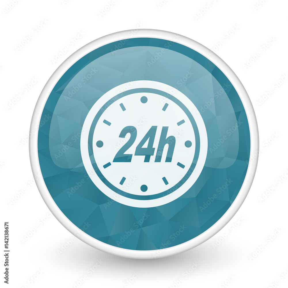 24h brillant crystal design round blue web icon. 24h brillant crystal design round blue web icon.