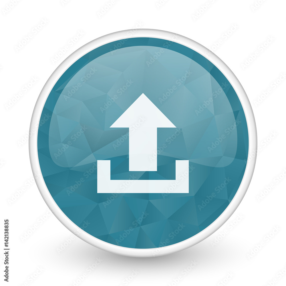 Upload brillant crystal design round blue web icon. Upload brillant crystal design round blue web icon.
