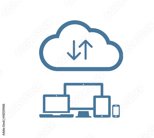 Cloud computing Network Connected all Devices. Flat design.