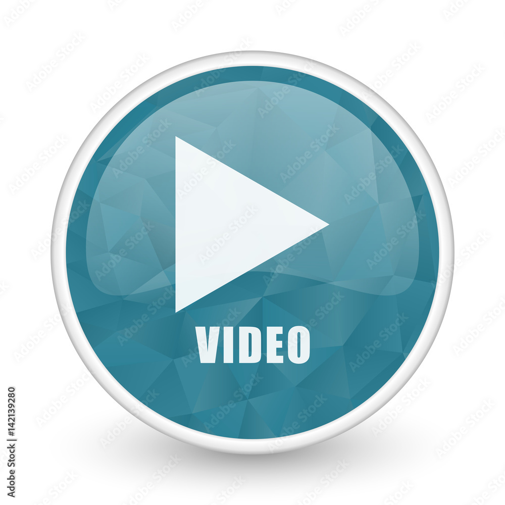 Video brillant crystal design round blue web icon. Video brillant crystal design round blue web icon.