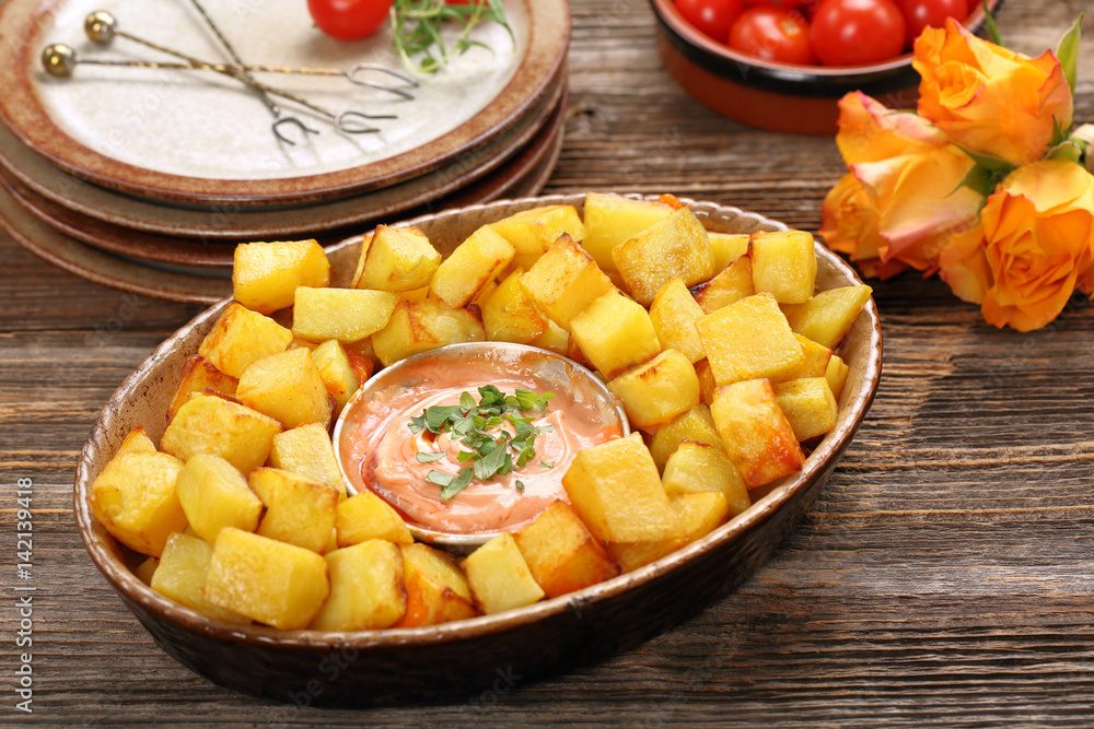 Patatas bravas traditional Spanish potatoes snack tapas Patatas bravas traditional Spanish potatoes snack tapas