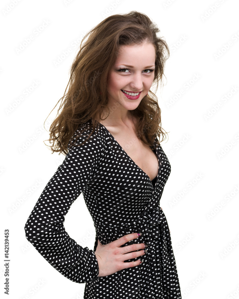 beautiful coquette young woman, isolated on white beautiful coquette young woman, isolated on white