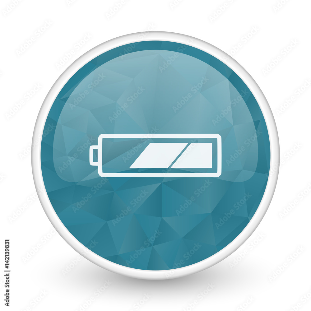 Battery brillant crystal design round blue web icon. Battery brillant crystal design round blue web icon.