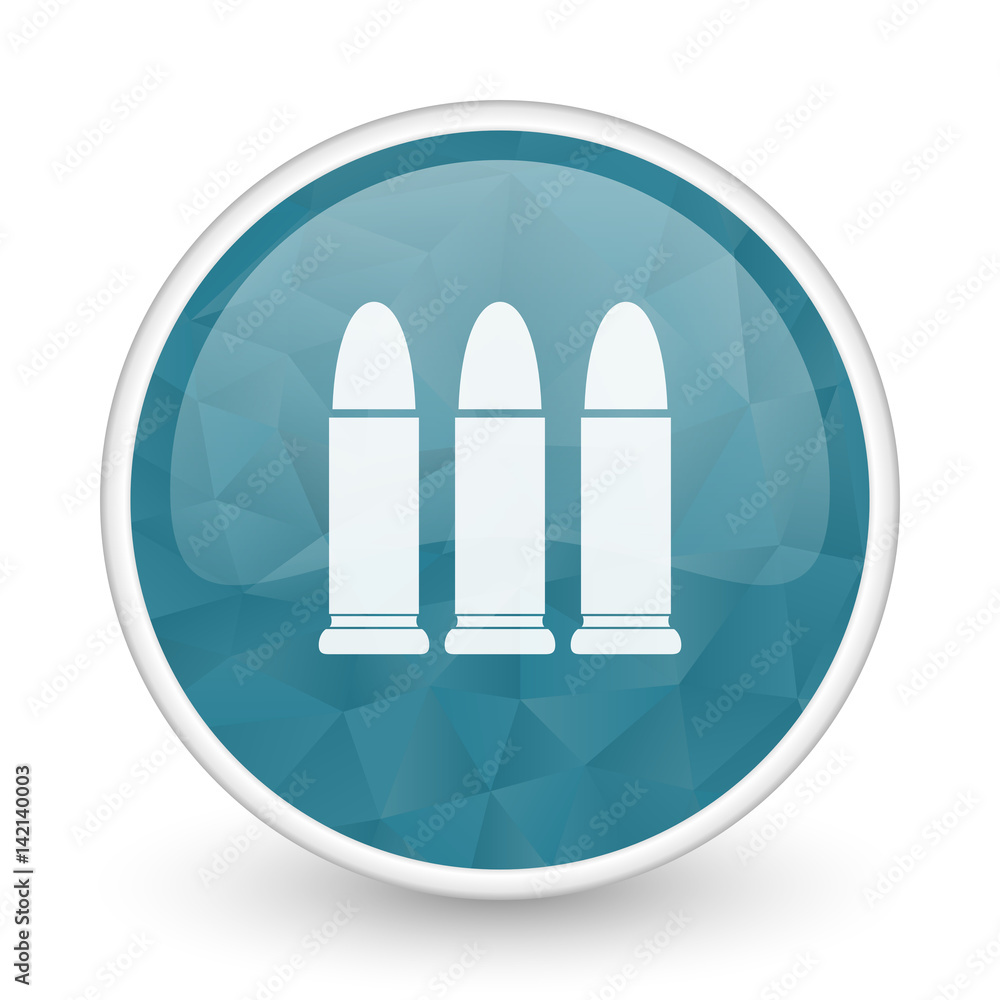 Ammunition brillant crystal design round blue web icon. Ammunition brillant crystal design round blue web icon.