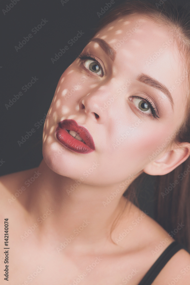Close up portrait of beautiful young woman face Close up portrait of beautiful young woman face