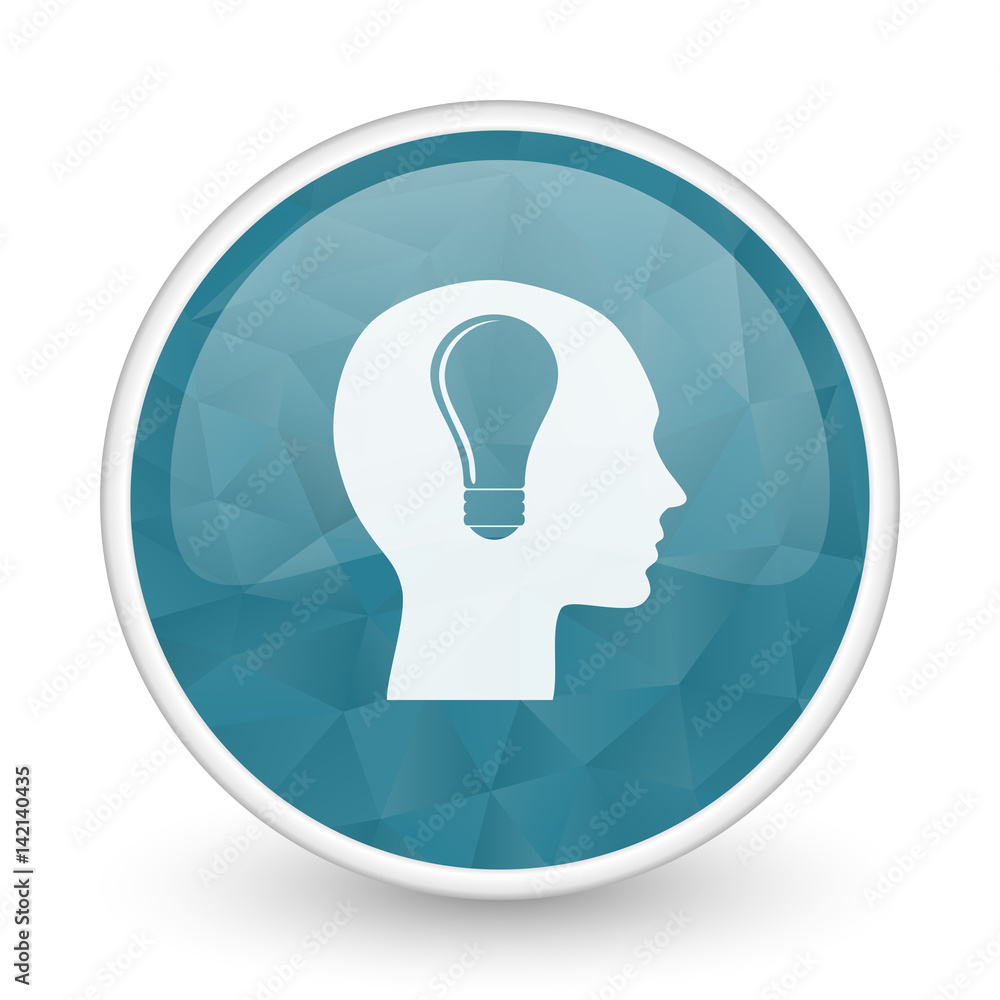 Head brillant crystal design round blue web icon. Head brillant crystal design round blue web icon.