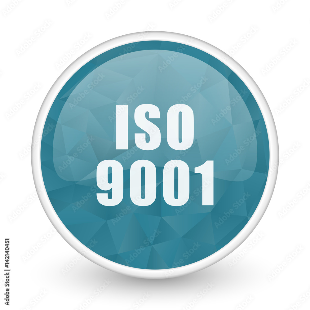 Iso 9001 brillant crystal design round blue web icon. Iso 9001 brillant crystal design round blue web icon.