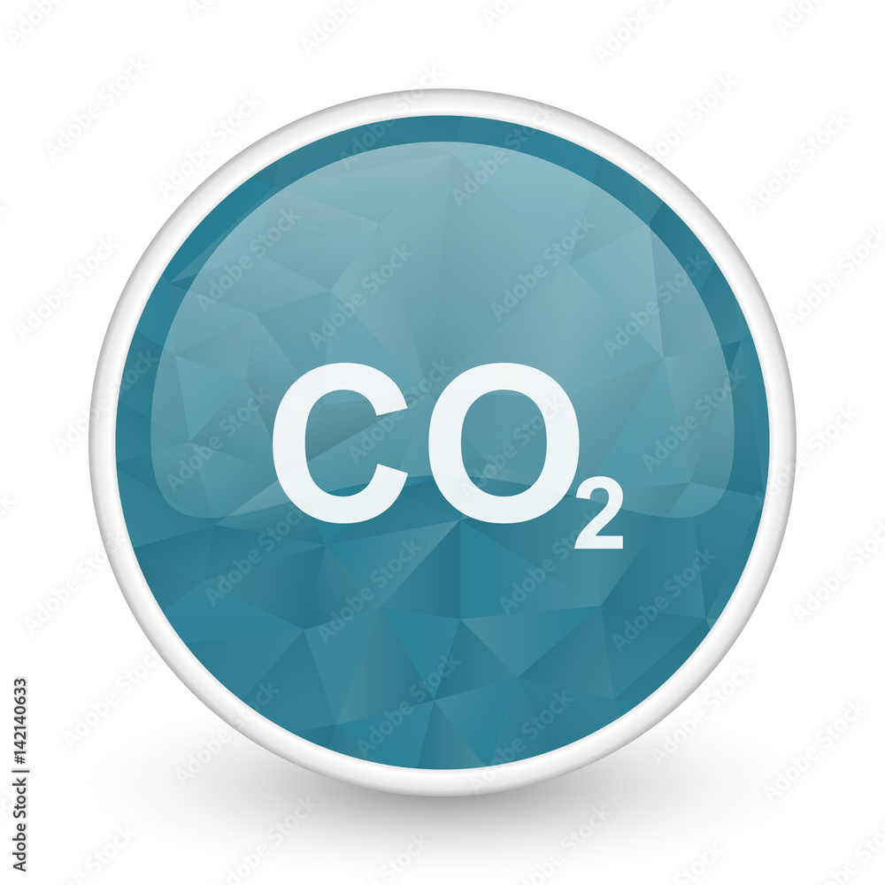 Carbon dioxide brillant crystal design round blue web icon. Carbon dioxide brillant crystal design round blue web icon.