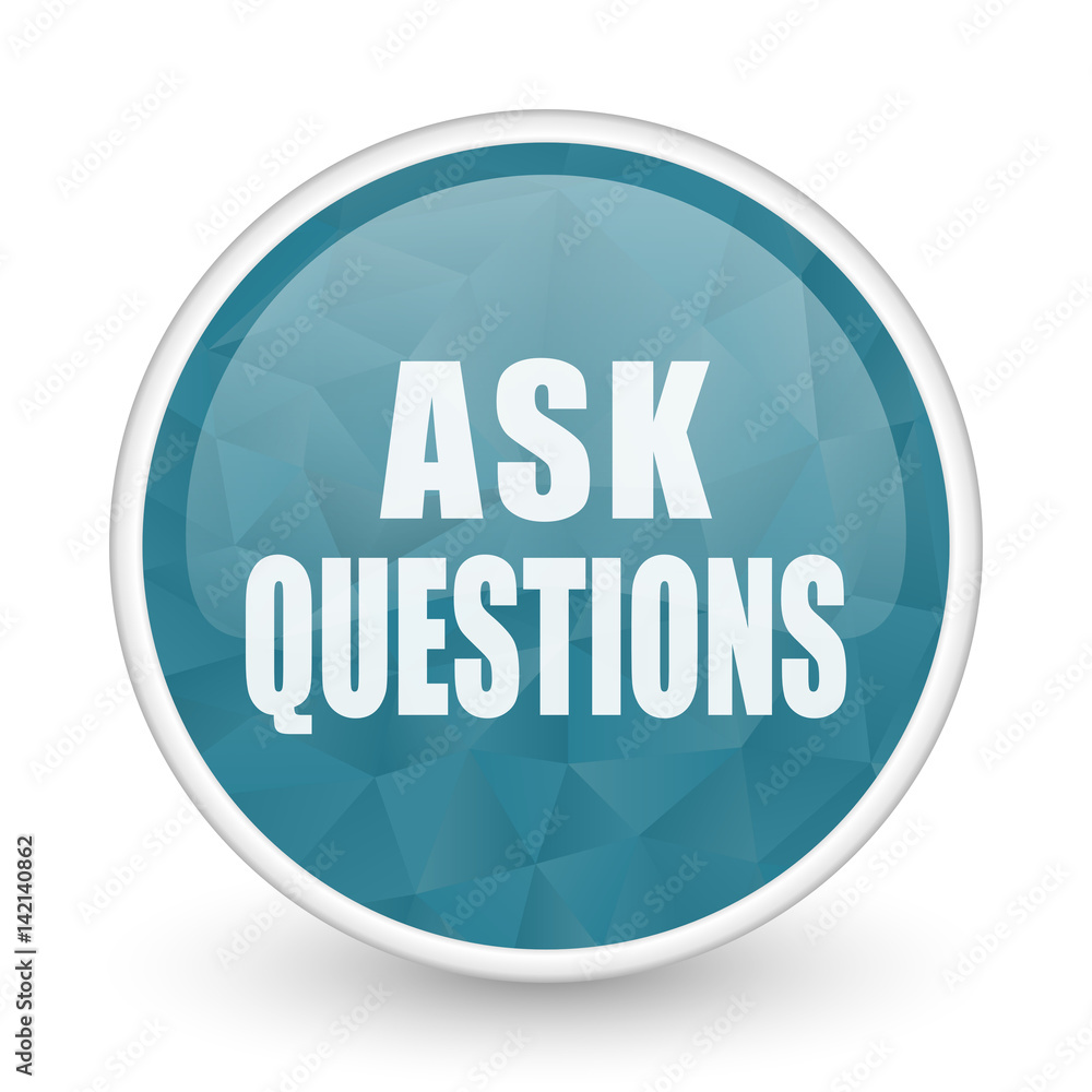 Ask questions brillant crystal design round blue web icon.