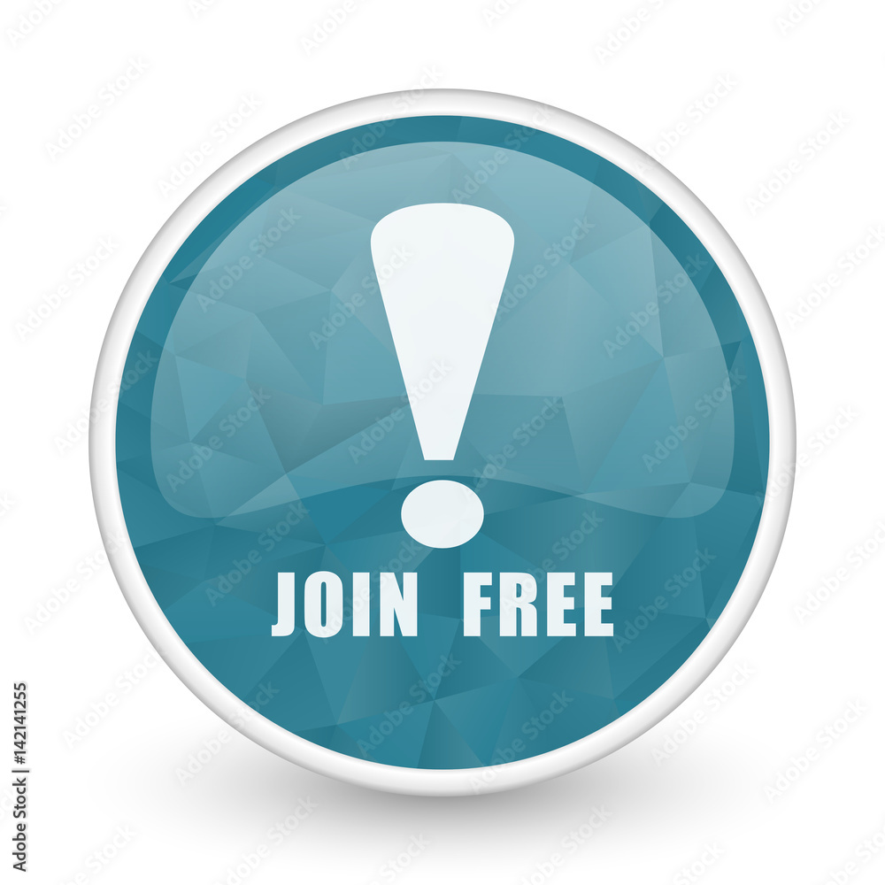 Join free brillant crystal design round blue web icon. Join free brillant crystal design round blue web icon.