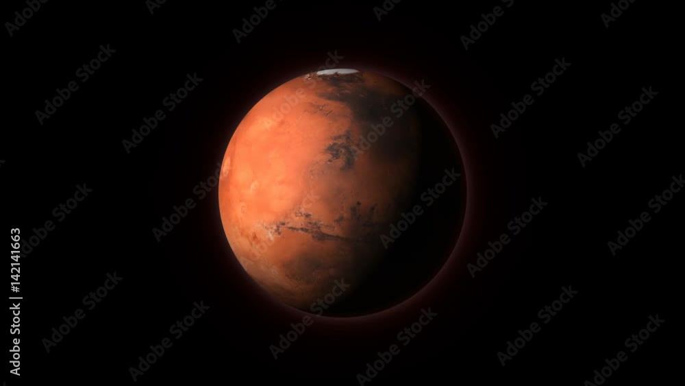 Planet Mars in outer space, spinning around its axis on a black background. Seamlessly loopable computer generated animation. Mars texture is public domain provided by NASA. Planet Mars in outer space, spinning around its axis on a black background. Seamlessly loopable computer generated animation. Mars texture is public domain provided by NASA.