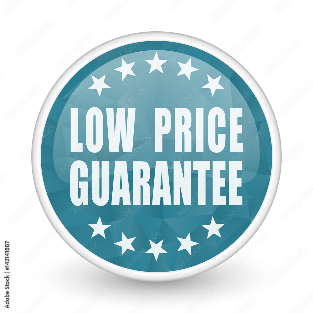Low price guarantee brillant crystal design round blue web icon. Low price guarantee brillant crystal design round blue web icon.