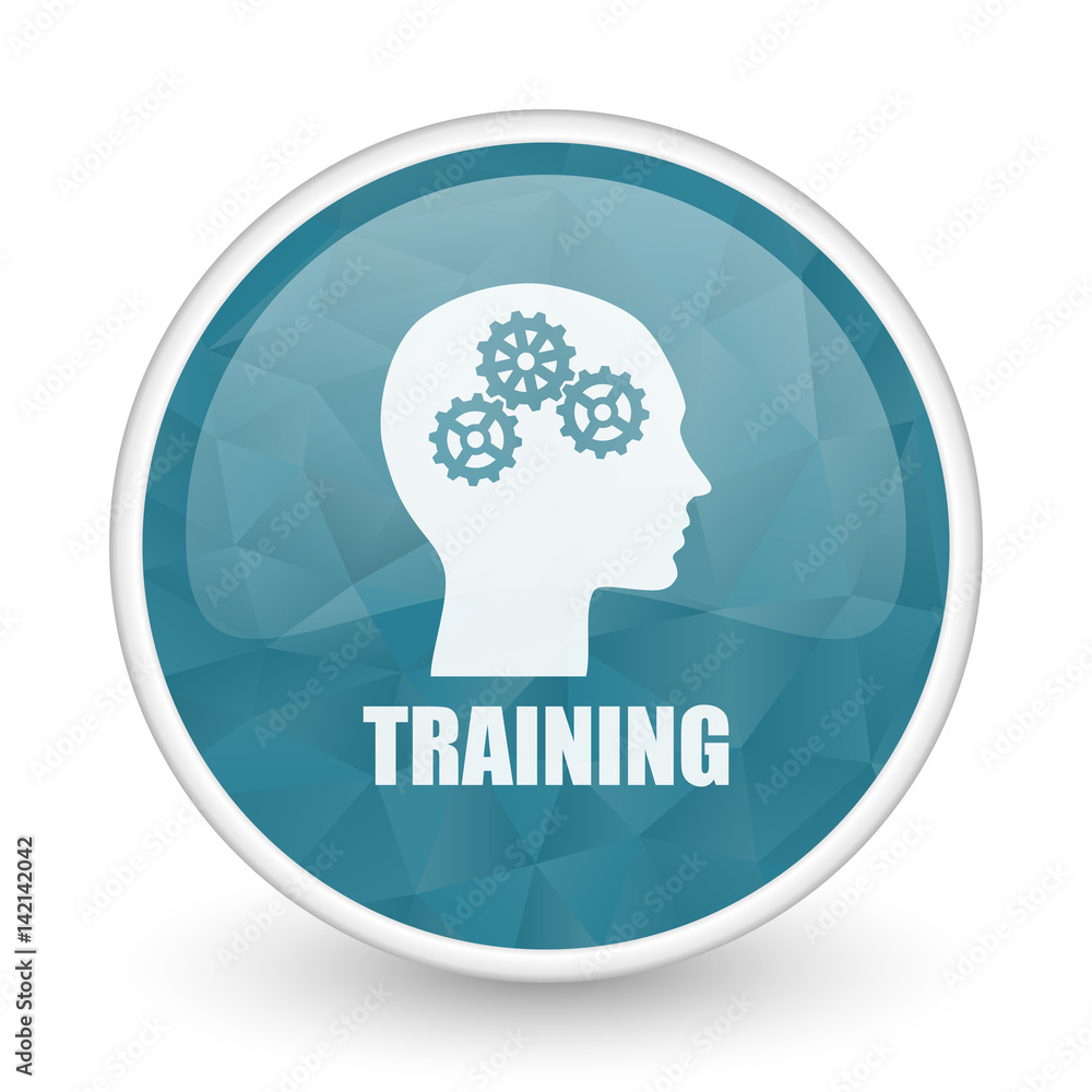 Training brillant crystal design round blue web icon. Training brillant crystal design round blue web icon.