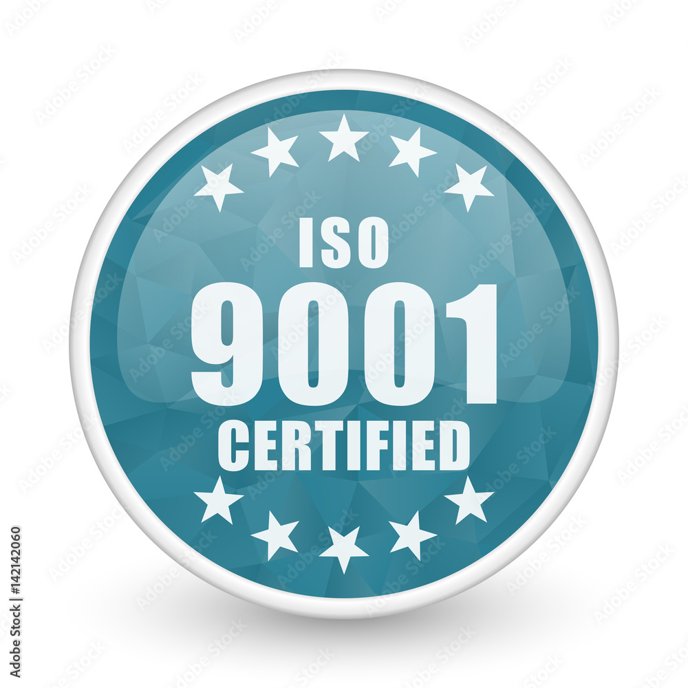 Iso 9001 brillant crystal design round blue web icon. Iso 9001 brillant crystal design round blue web icon.