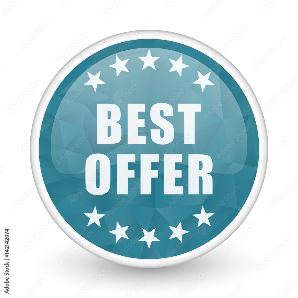 Best offer brillant crystal design round blue web icon. Best offer brillant crystal design round blue web icon.