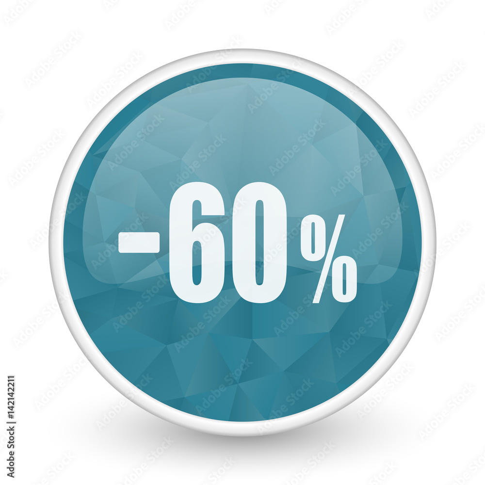 60 percent sale retail brillant crystal design round blue web icon. 60 percent sale retail brillant crystal design round blue web icon.