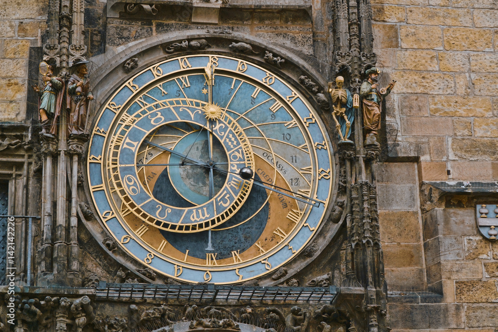 One of the main attractions in Prague the astronomical clock at Old Town Square