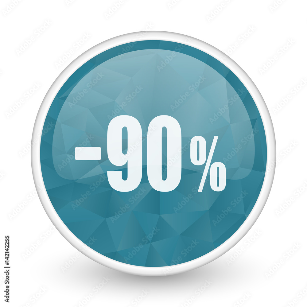 90 percent sale retail brillant crystal design round blue web icon. 90 percent sale retail brillant crystal design round blue web icon.