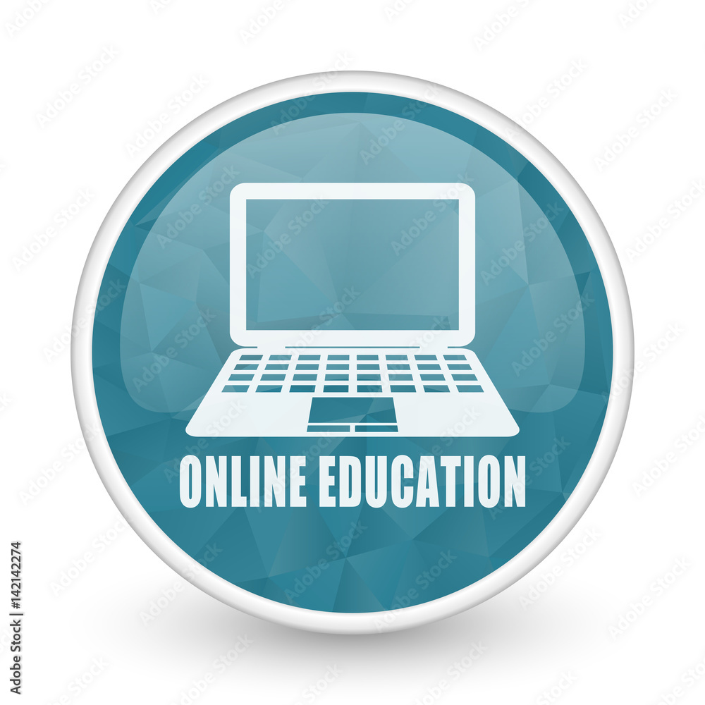 Online education brillant crystal design round blue web icon. Online education brillant crystal design round blue web icon.