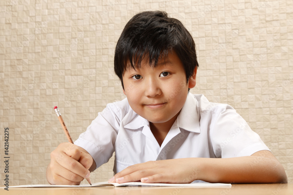 勉強する小学生 勉強する小学生