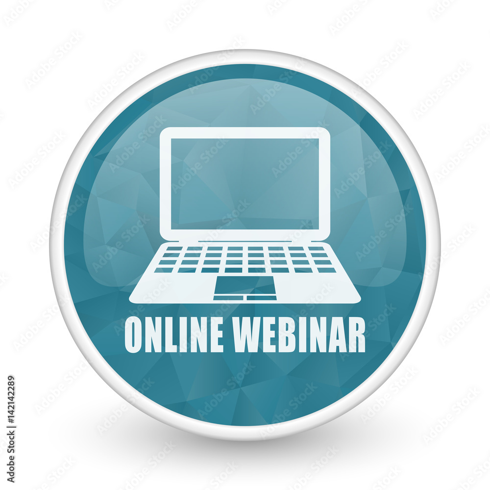 Online webinar brillant crystal design round blue web icon. Online webinar brillant crystal design round blue web icon.