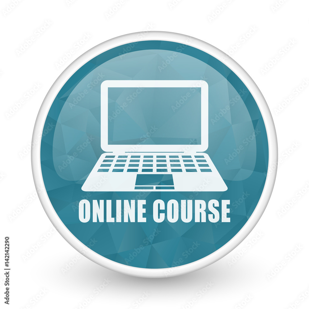 Online course brillant crystal design round blue web icon. Online course brillant crystal design round blue web icon.