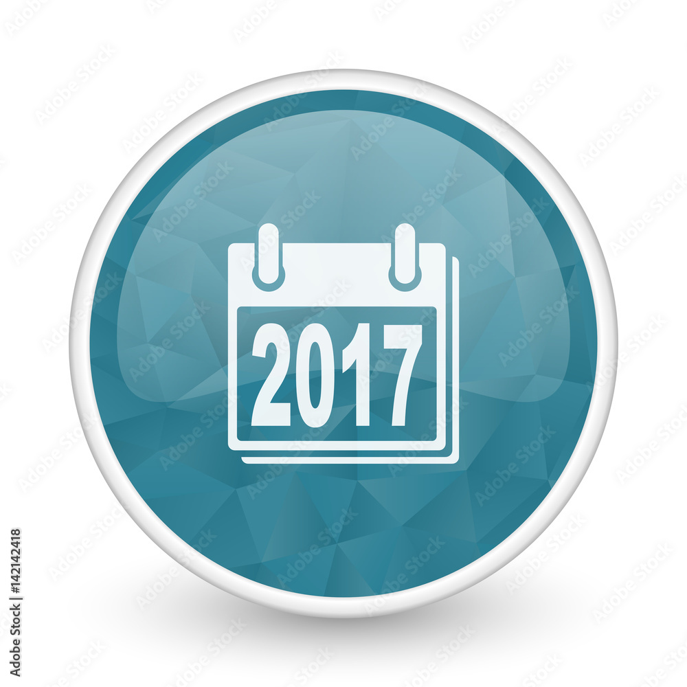 New year 2017 brillant crystal design round blue web icon. New year 2017 brillant crystal design round blue web icon.